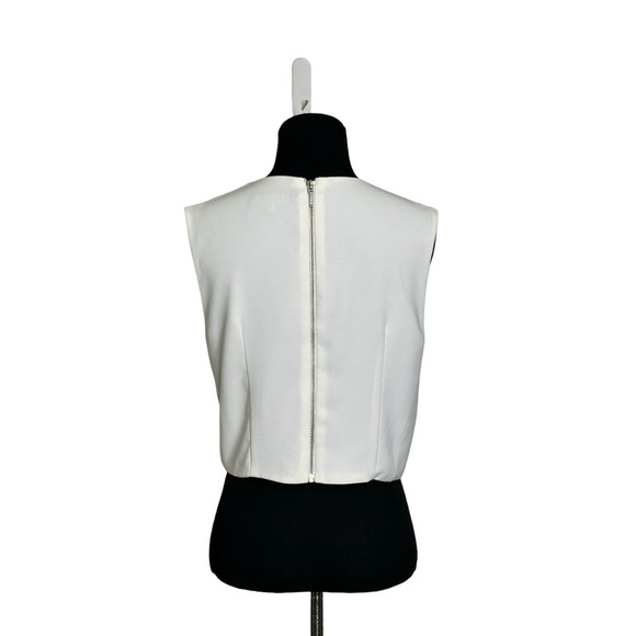 Sheike cream gray flower print sleeveless pleated dress blouse size 8 - Picture 9 of 11